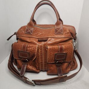 Borlino Milano Buffalo Leather Duffle Bag Weekender w Strap OOAK MTO Italy Terra